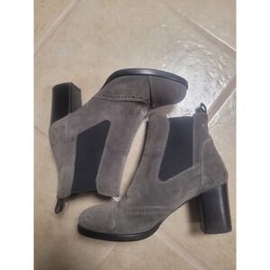 Triver Flight Gray Suede Wingtip Chelsea Ankle Boots Heel Italy Size 36 5.5
